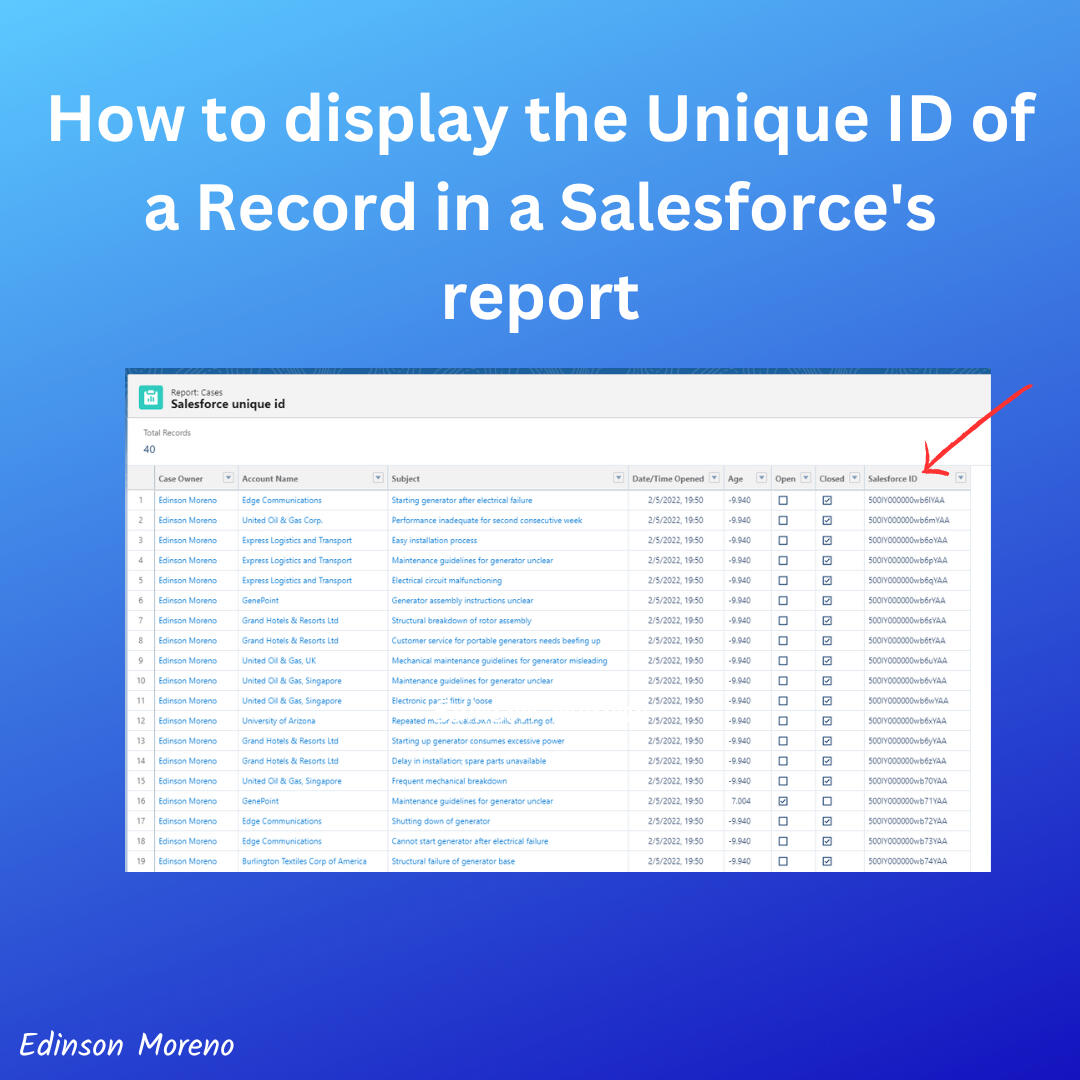 Display the Unique ID of a Record in a Salesforce's report